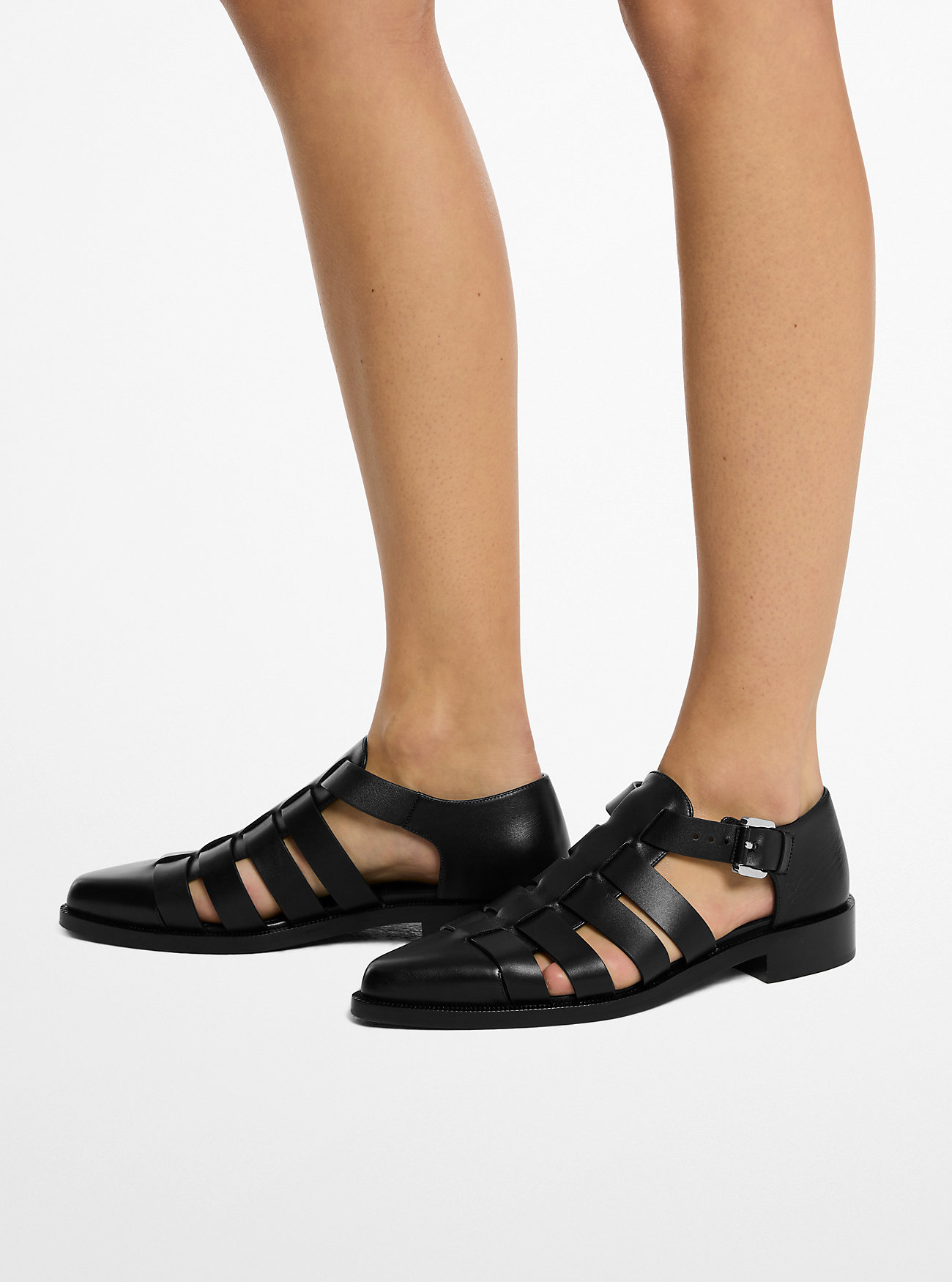 Stromboli Leather Fisherman Sandal - BLACK