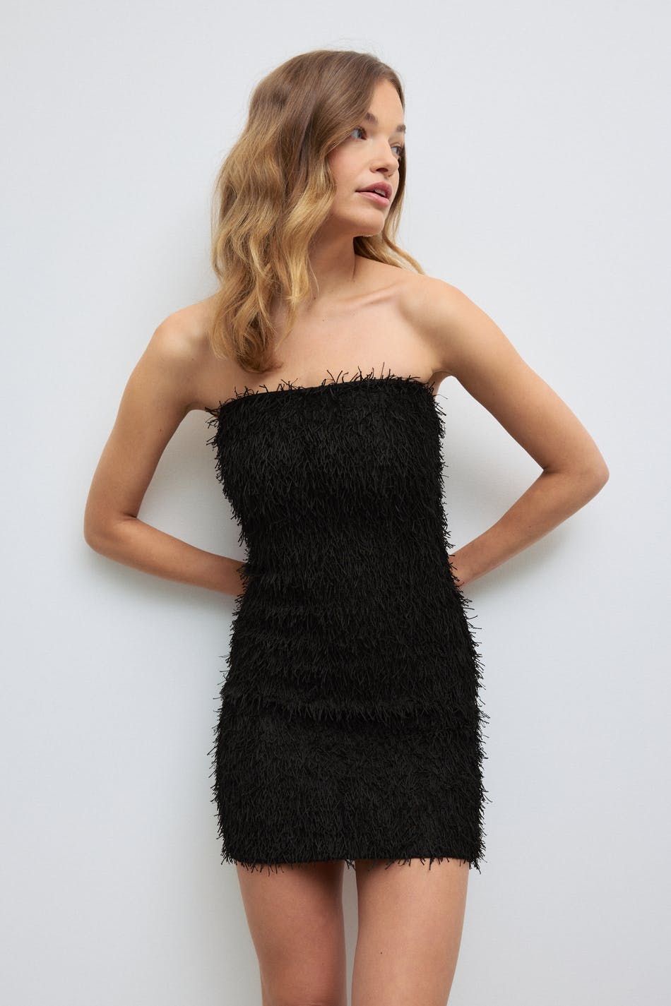 Fluffy mini tube dress