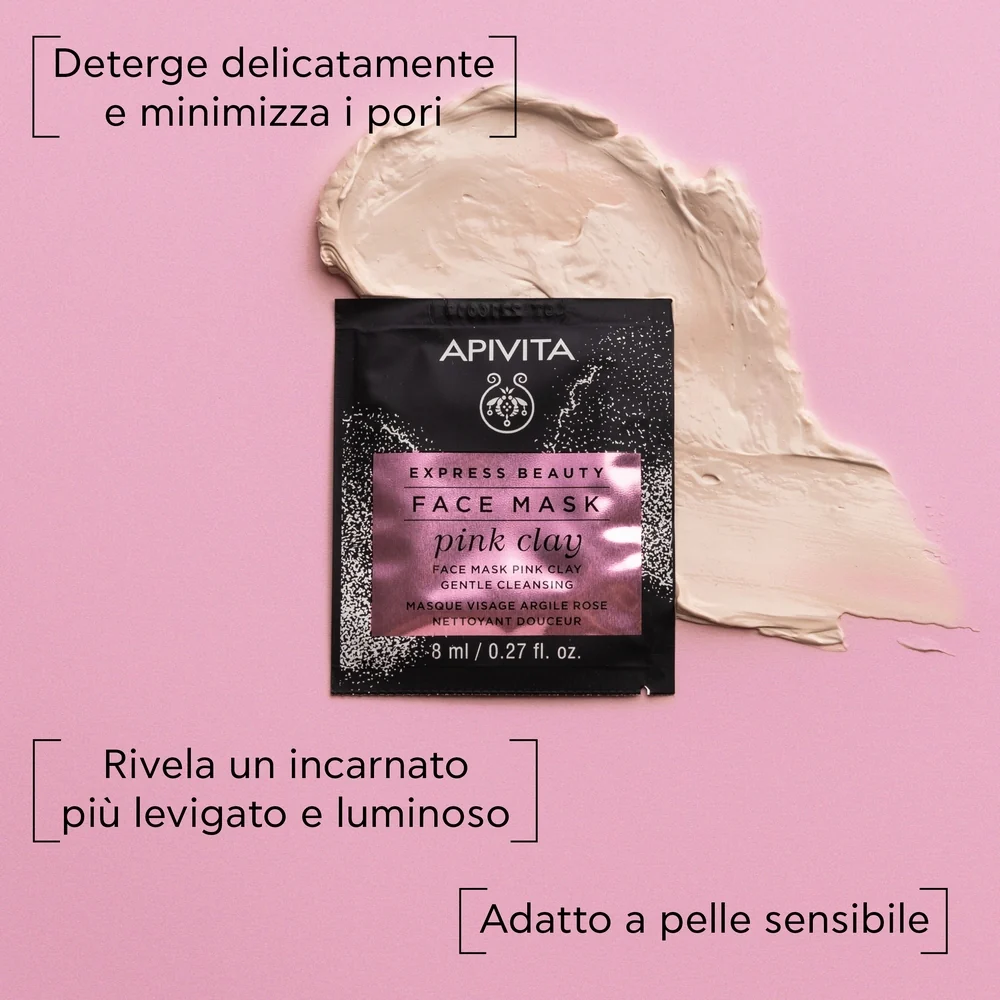 Express Beauty - Gyengéd tisztító arcmaszk rózsaszín agyaggal - Tisztító arcmaszk