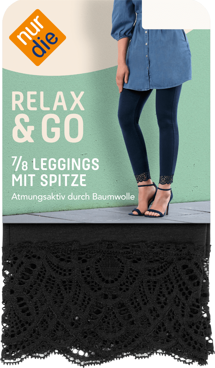 Leggings mit Spitzenborte schwarz Gr. 40/44, 1 St