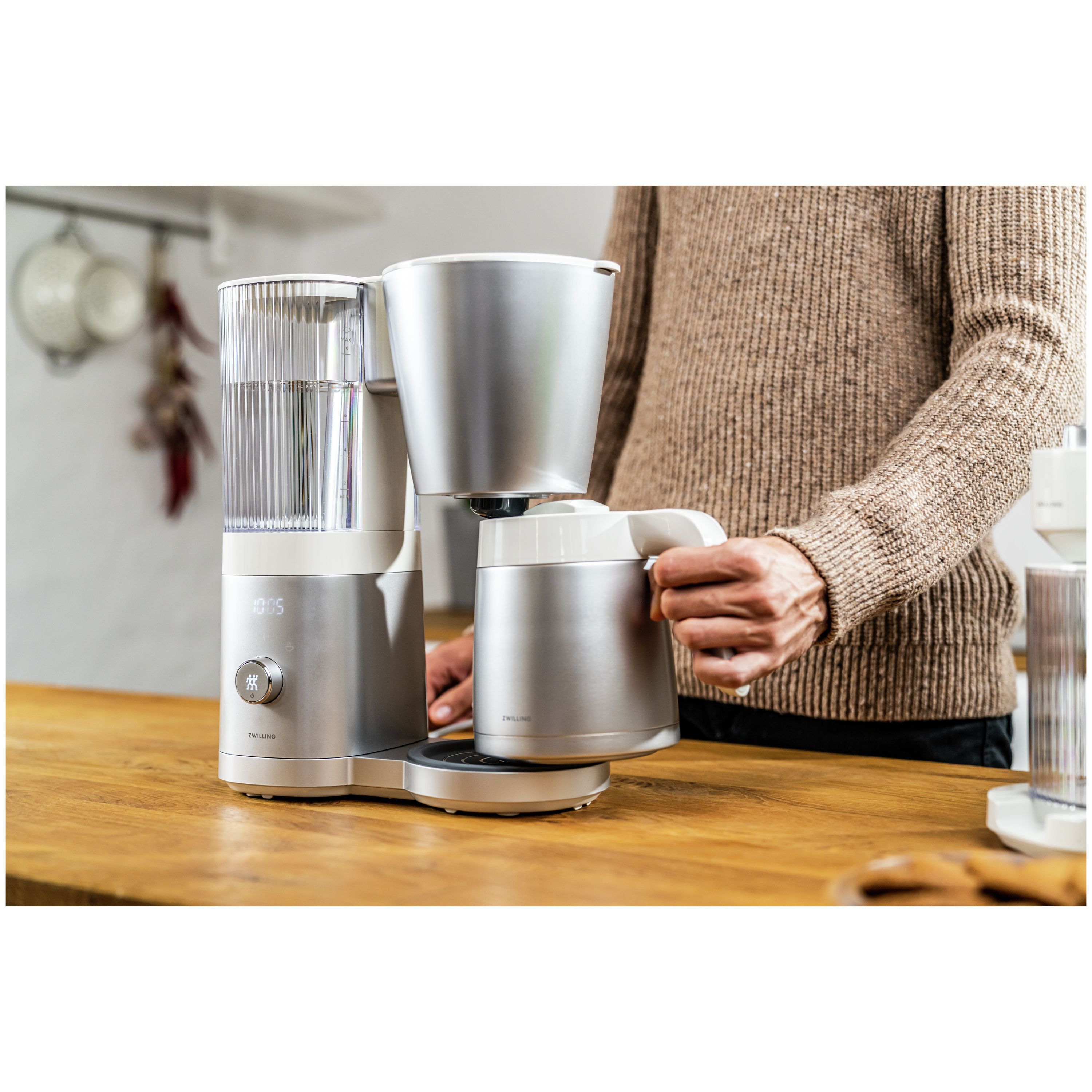 Filterkaffeemaschine, 1,25 l, Silber-Weiß
