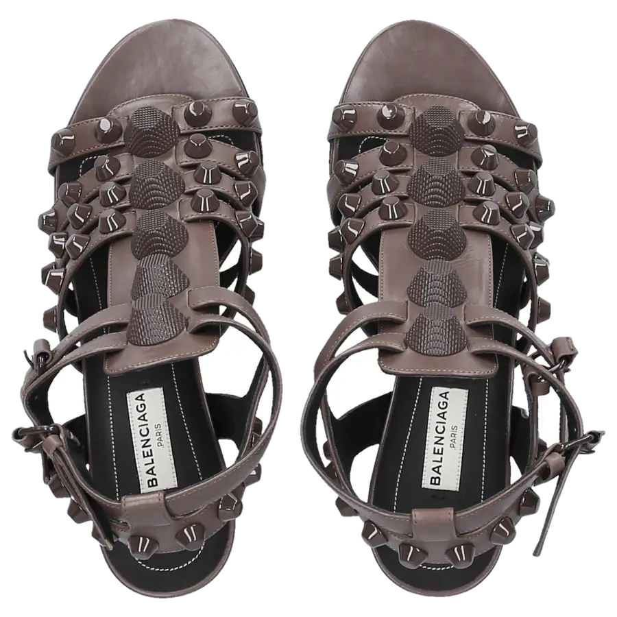 Balenciaga - Keilsandalen WADH0 Leder grau Designer-Nieten grau - grau