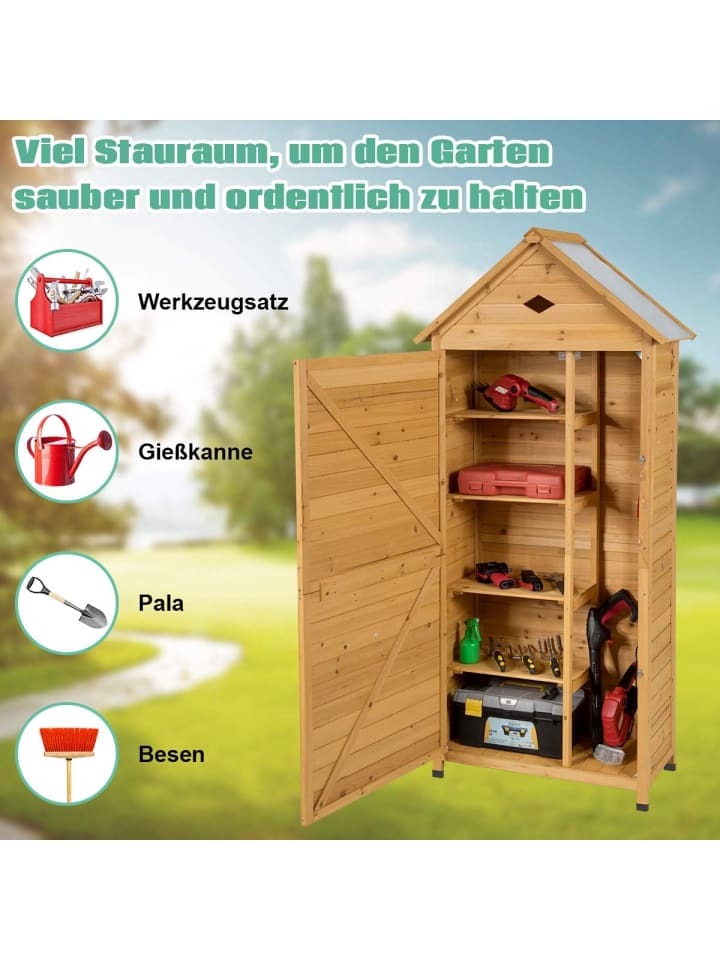 COSTWAY Gartenschrank 177cm in Hellbraun günstig kaufen onesize