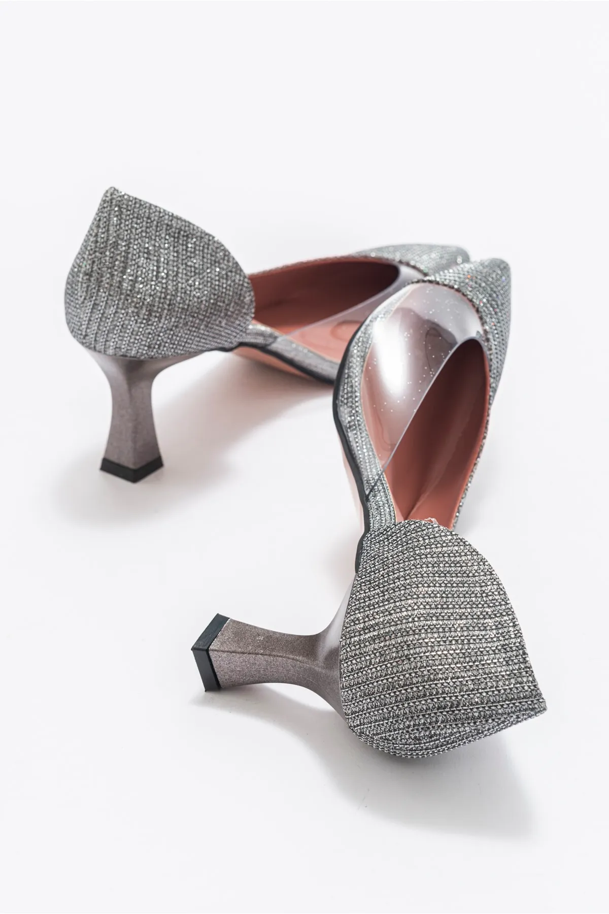 LuviShoes  353 platinsilberne Damenschuhe mit Absatz