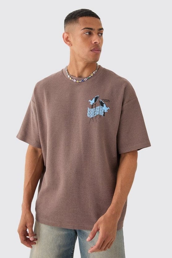 Oversize Jacquard T-Shirt mit Print