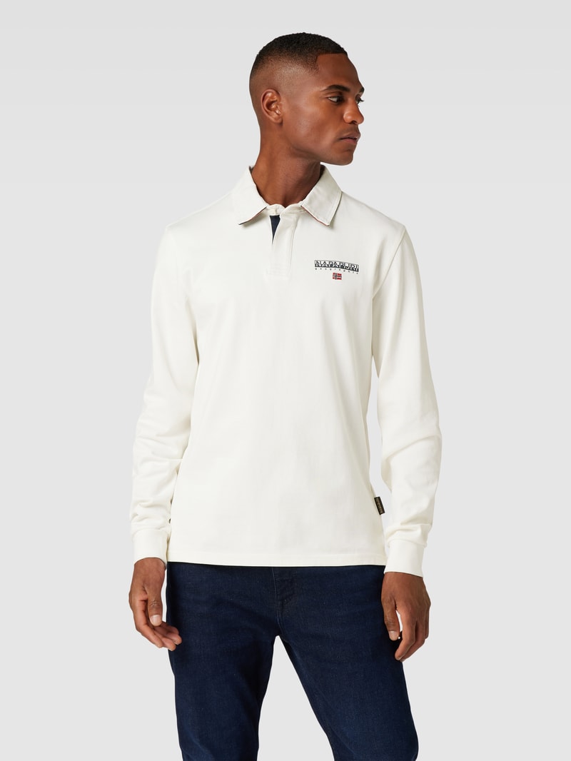 Longsleeve mit Polokragen in offwhite