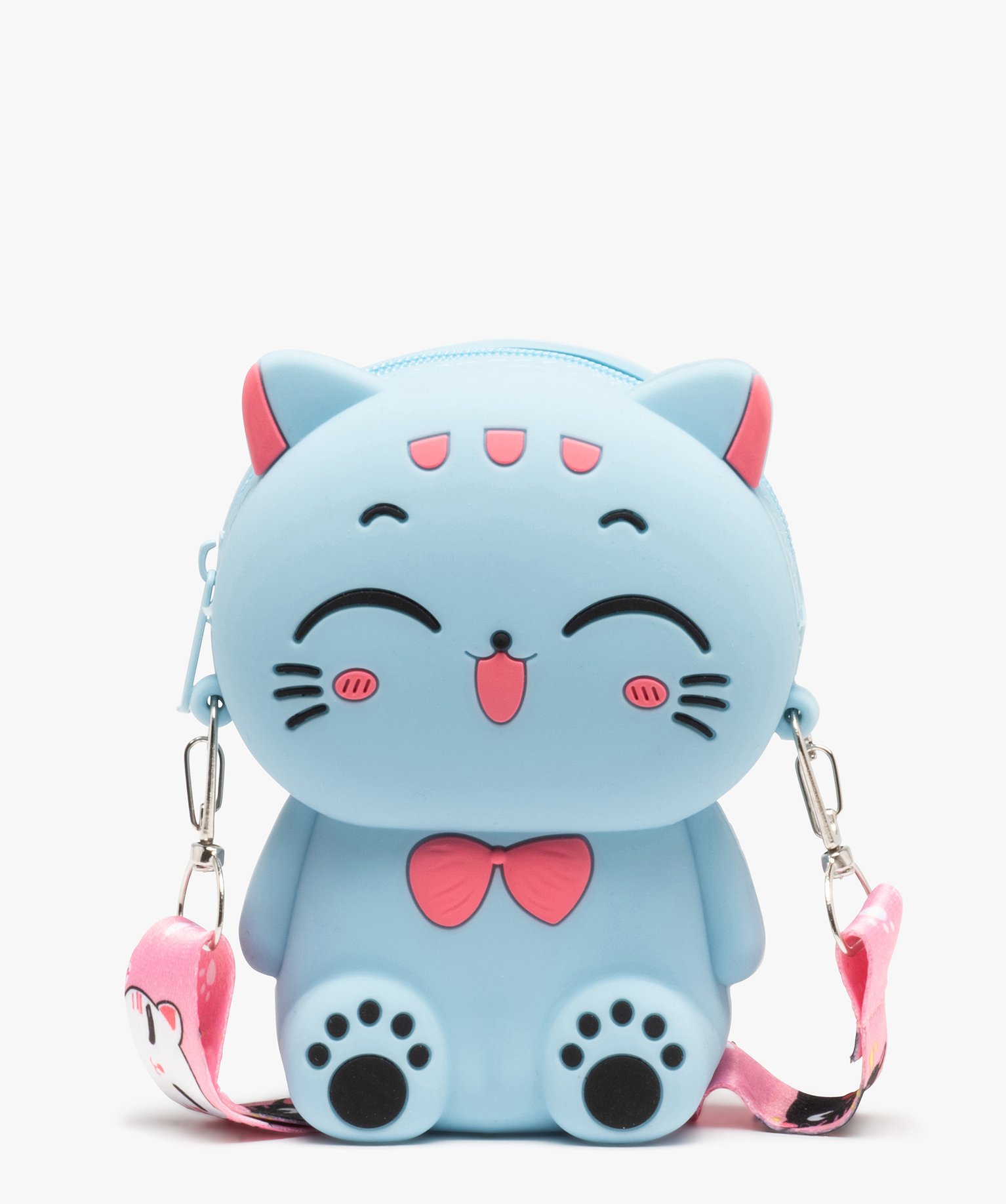 Pochette forme chat avec cordon satiné amovible fille bleu | GEMO