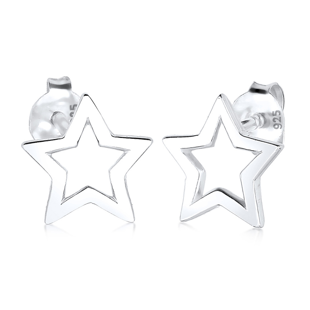Elli Elli Boucles d'Oreilles Femme Motif Étoile Classique avec Émail en Argent Sterlin Boucles d'oreilles
