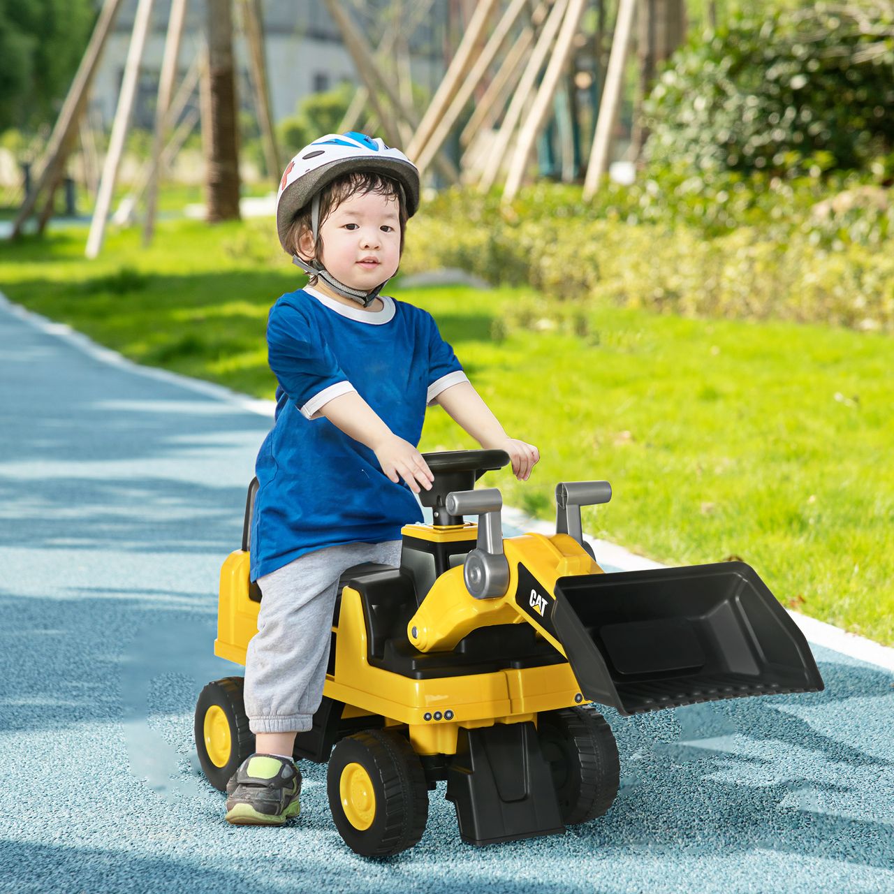 HOMCOM Sitzbagger, Aufsitzbagger mit Schaufel, Rutscherfahrzeug, Rutschauto