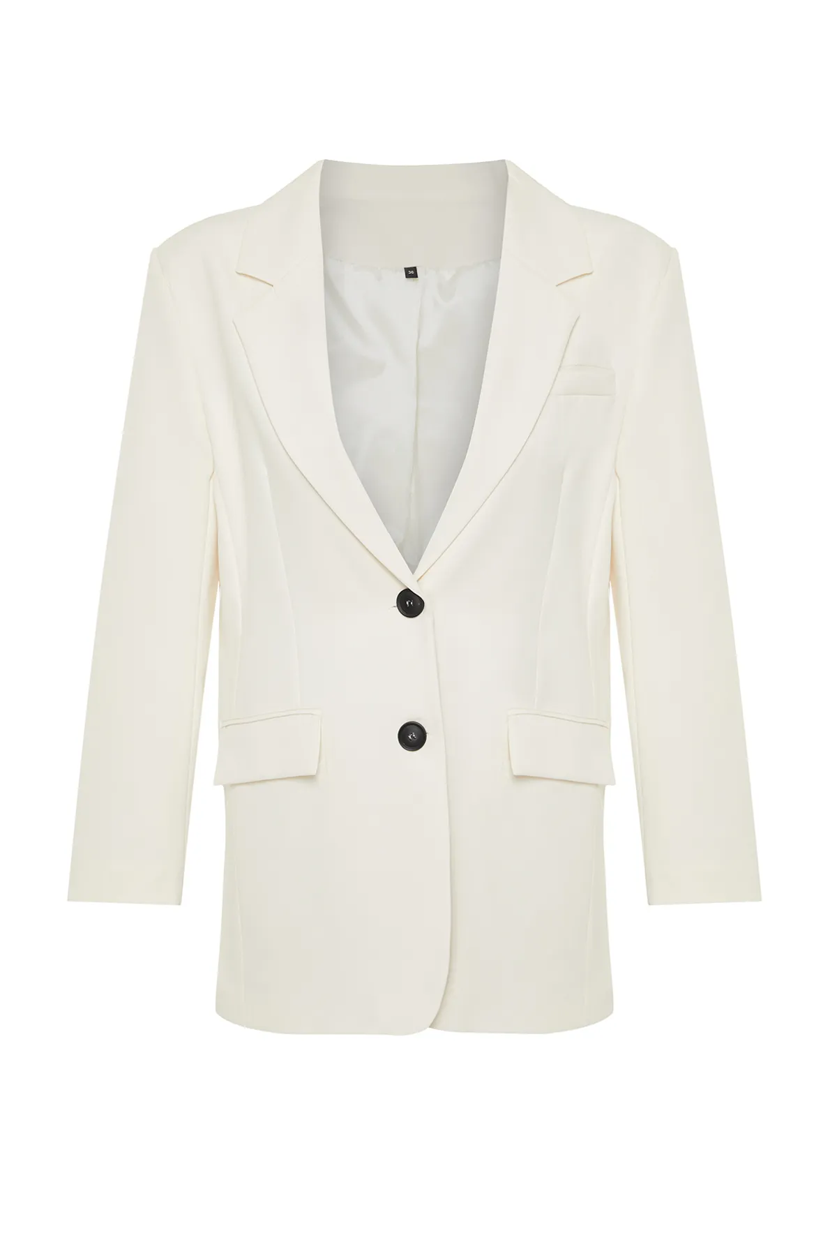 Trendyol Collection  Ecrufarbener, übergroßer, gewebter Basic-Blazer TWOSS24BC00029