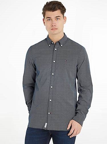 TOMMY HILFIGER Herren Hemd NATURAL SOFT FLEX PRT SF SHIRT Slim Fit Langarm