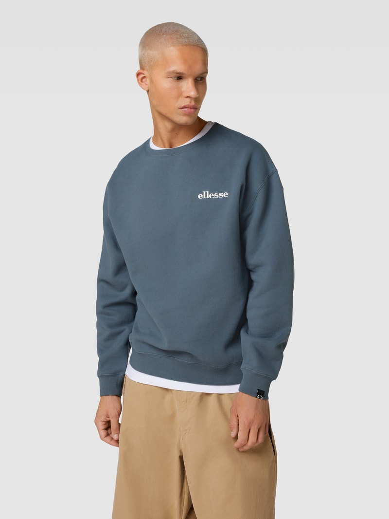 Sweatshirt mit Label-Stitching Modell 'AURELIO' in rauchblau