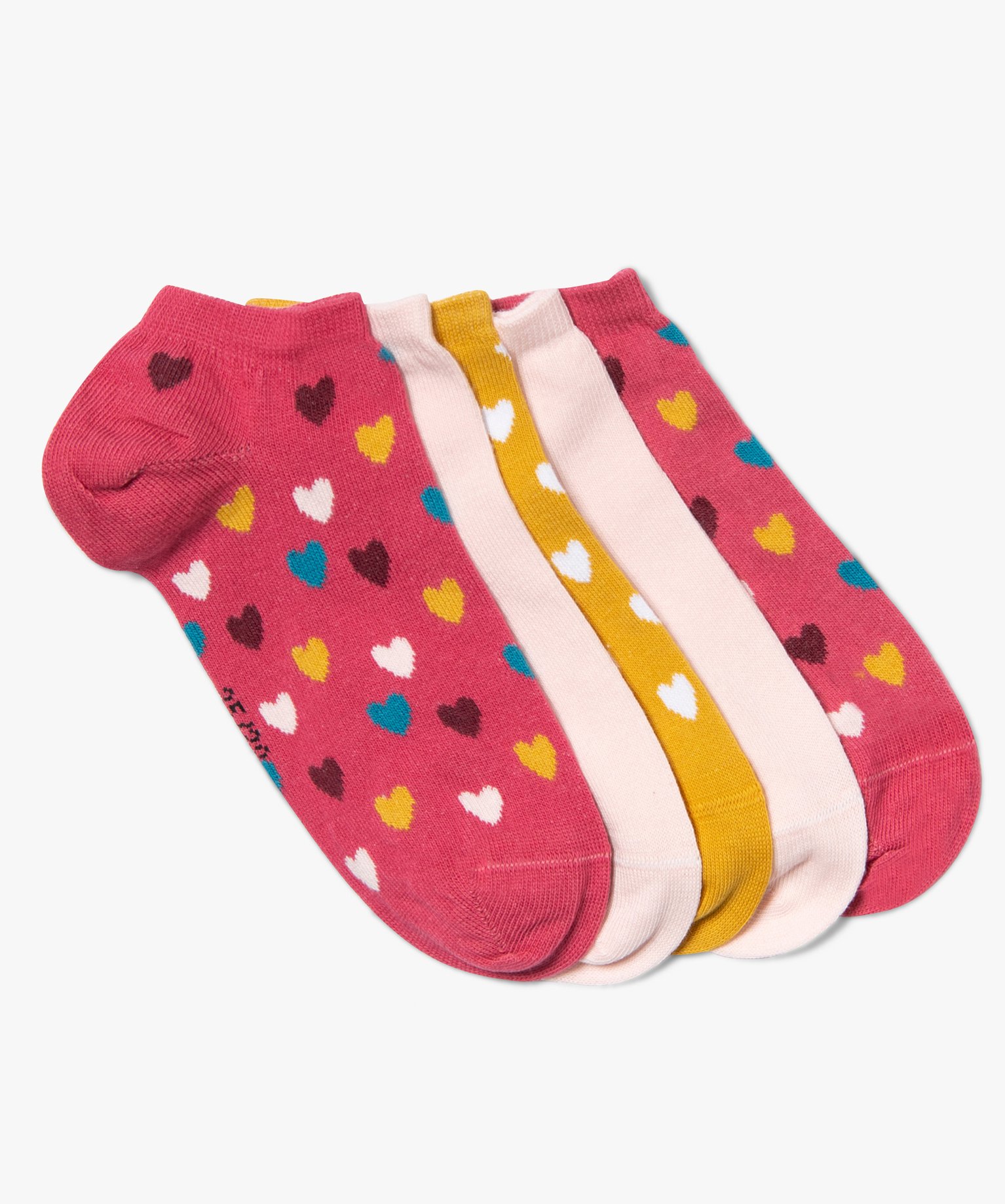 Chaussettes fille ultra-courtes motif curs (lot de 5) jaune | GEMO