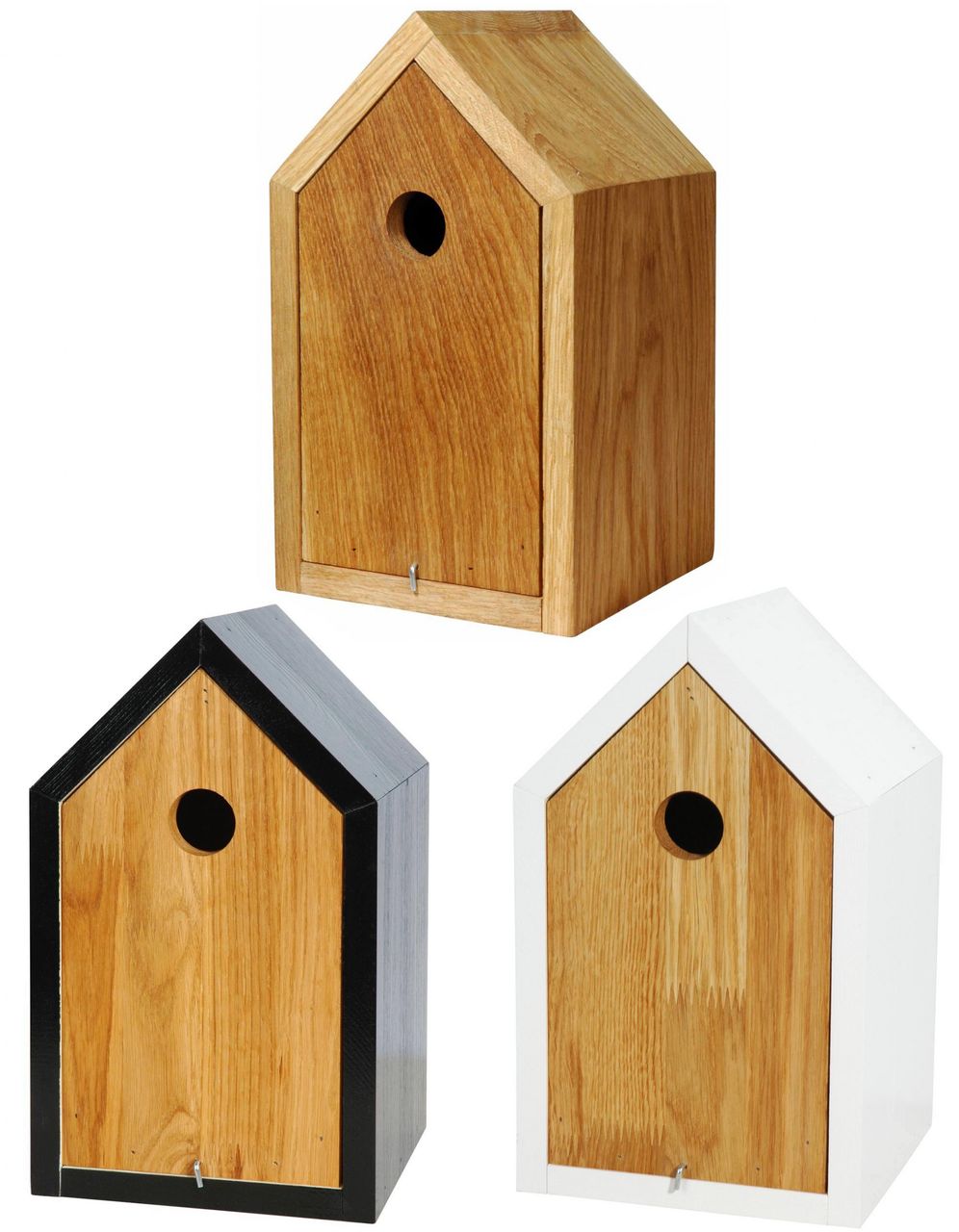 Luxus-Vogelhaus Design-Nistkasten, Eiche geölt, mit Spitzdach