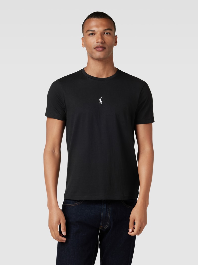 T-Shirt mit Logo-Stitching in schwarz