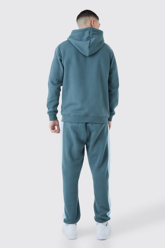 Ofcl Slim Zip Through Contrast Colour Block Hooded Tracksuit