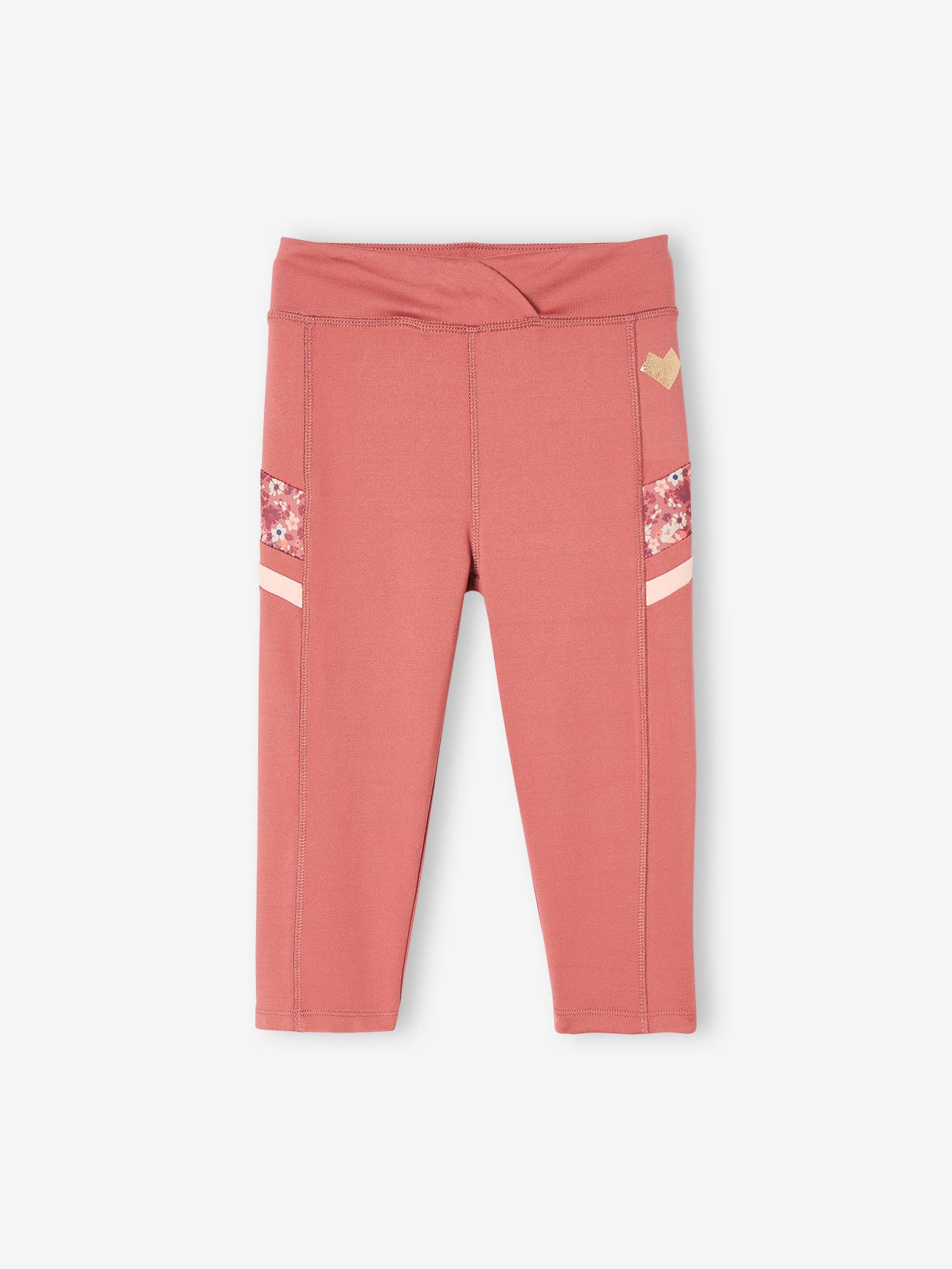 Corsaire sport matière technique fille bandes côtés terracotta