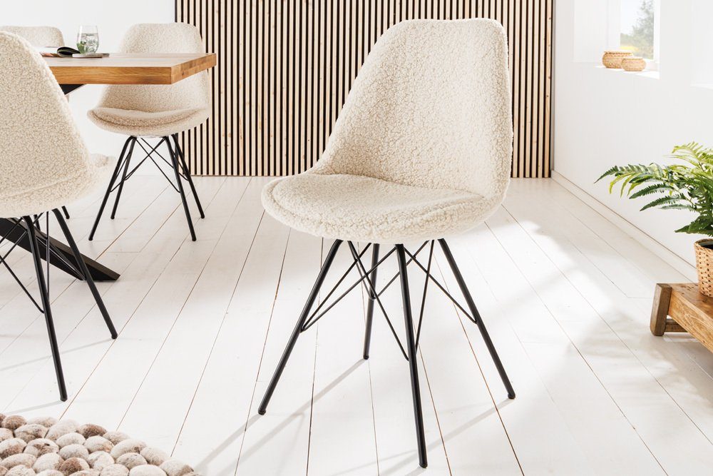 riess-ambiente Stuhl SCANDINAVIA MEISTERSTÜCK creme / schwarz (Einzelartikel, 1 St), Esszimmer · Bouclé · Metall · Modern Design