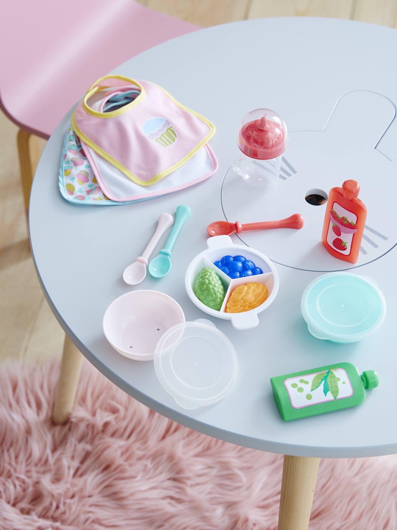Vertbaudet Puppen-Set zum Füttern und Essen - mehrfarbig