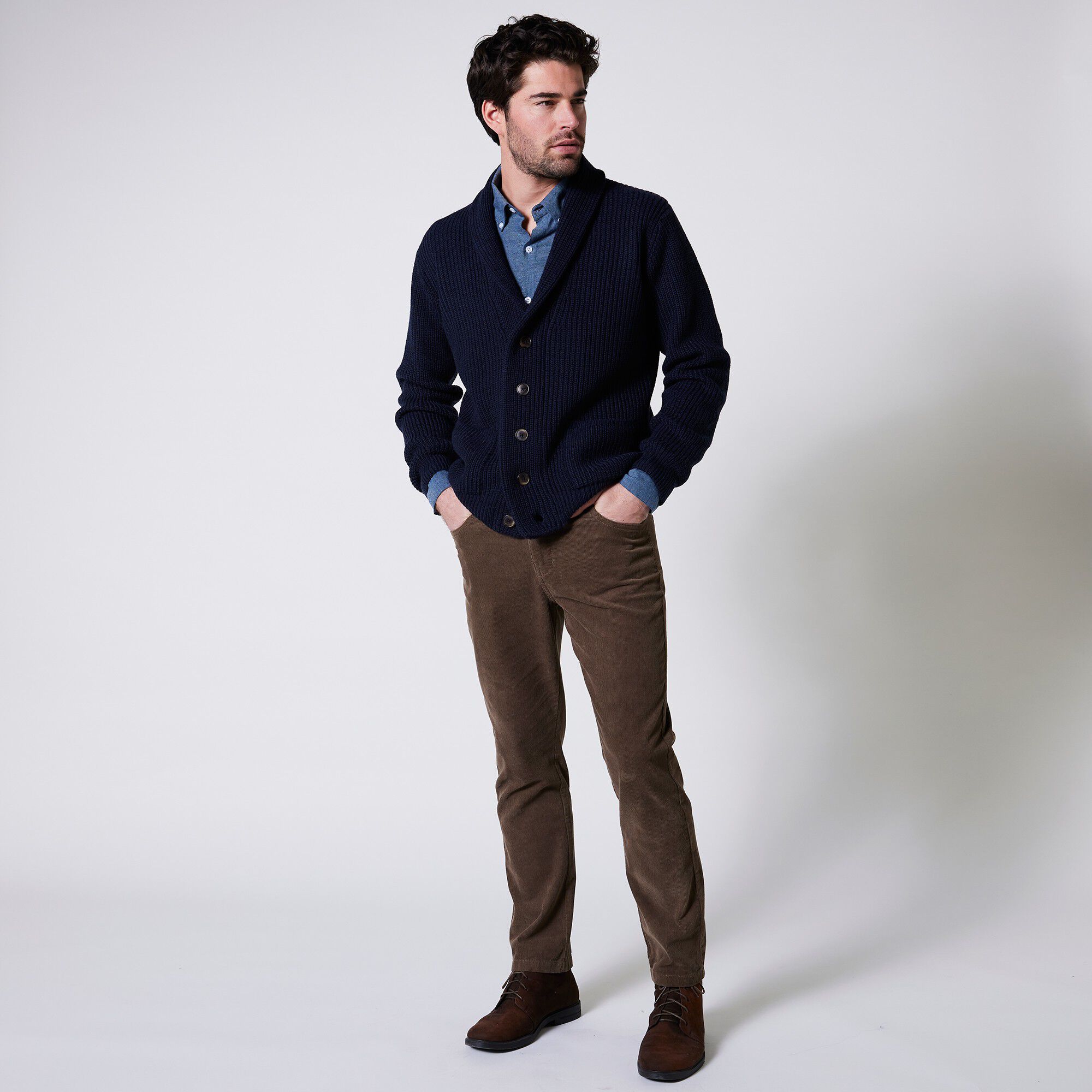 Pantalon droit 5 poches velours milleraies