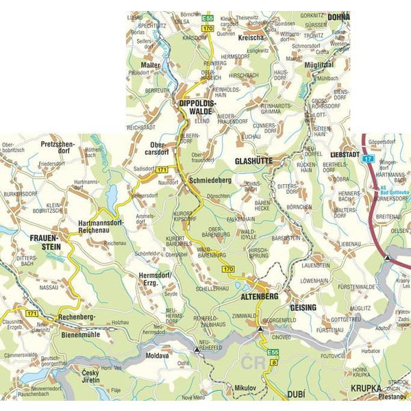 Osterzgebirge zwischen Dippoldiswalde und Teplice 1 : 33 000 - Wanderkarte