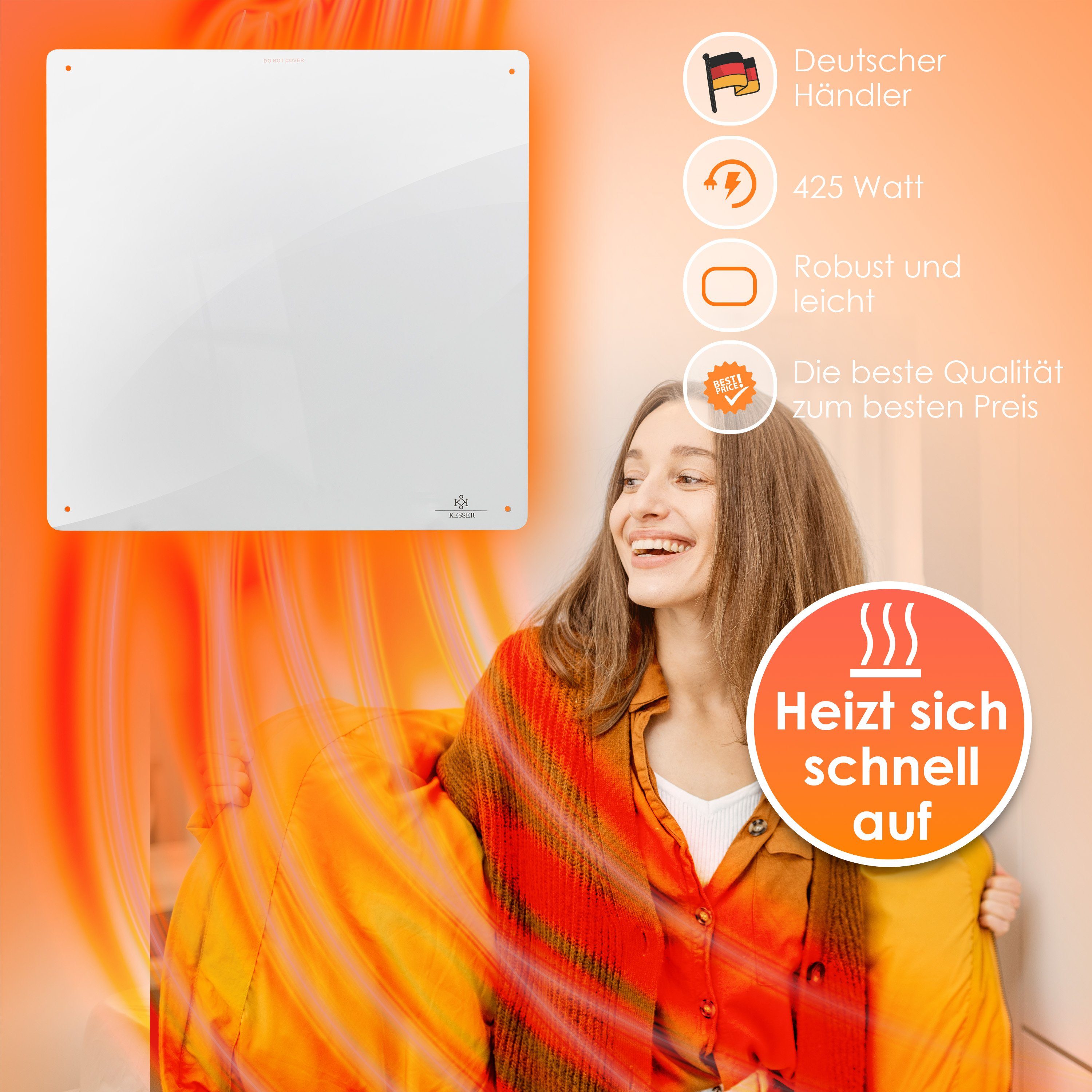KESSER Infrarotheizung, Infrarotheizung Infrarot Wandheizung Heizung Heizkörper