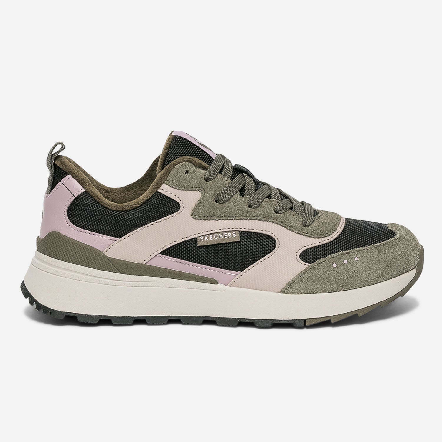 Tennis SKECHERS kaki, mauve et pastel bi matière
