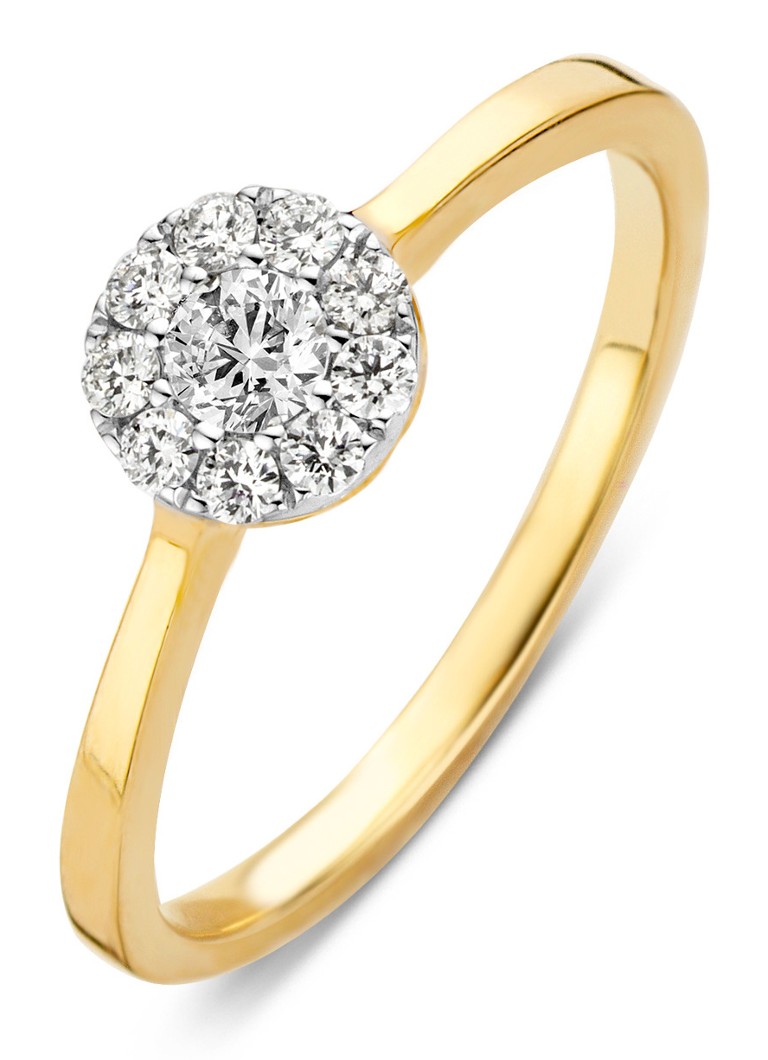 Inel din aur Diamond Point, diamant de 0.30 ct, motiv cu inimioare și săgeți.