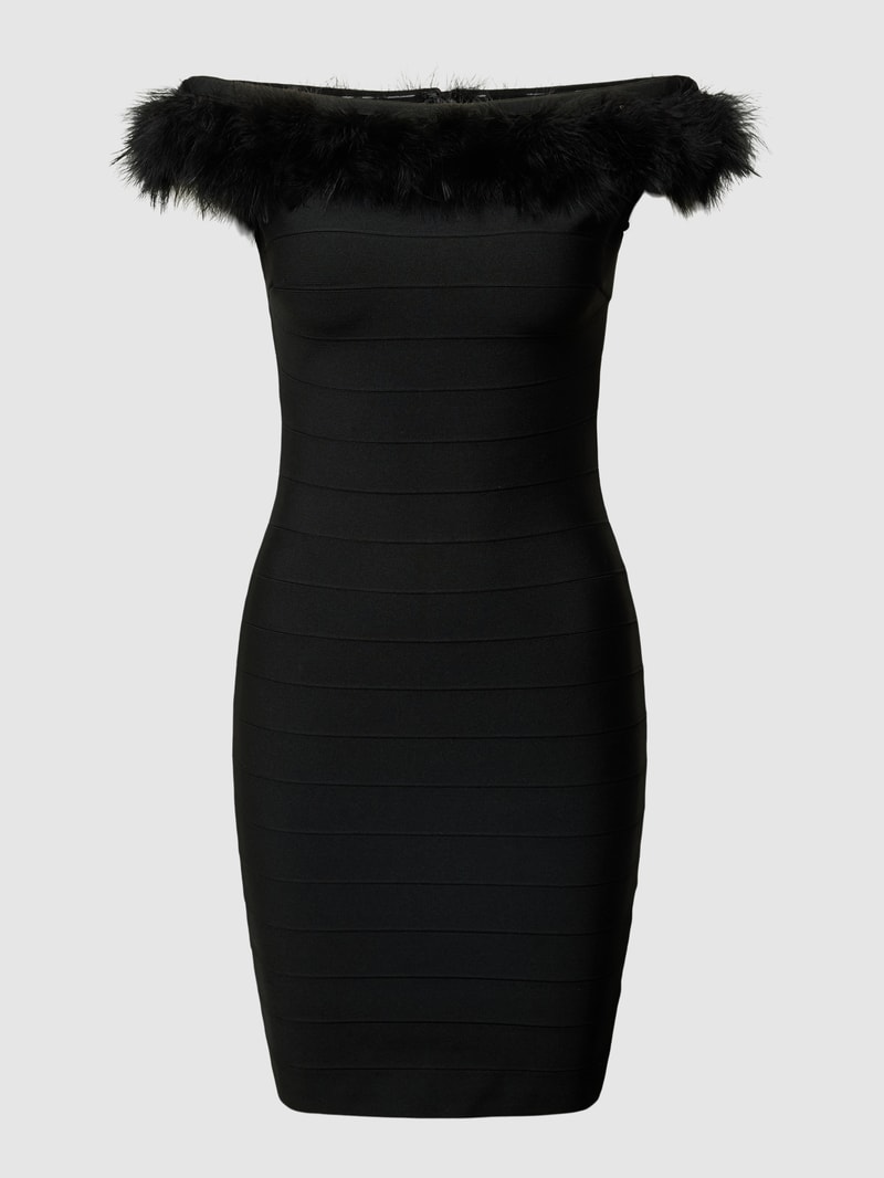 Cocktailkleid mit Carmen-Ausschnitt in schwarz