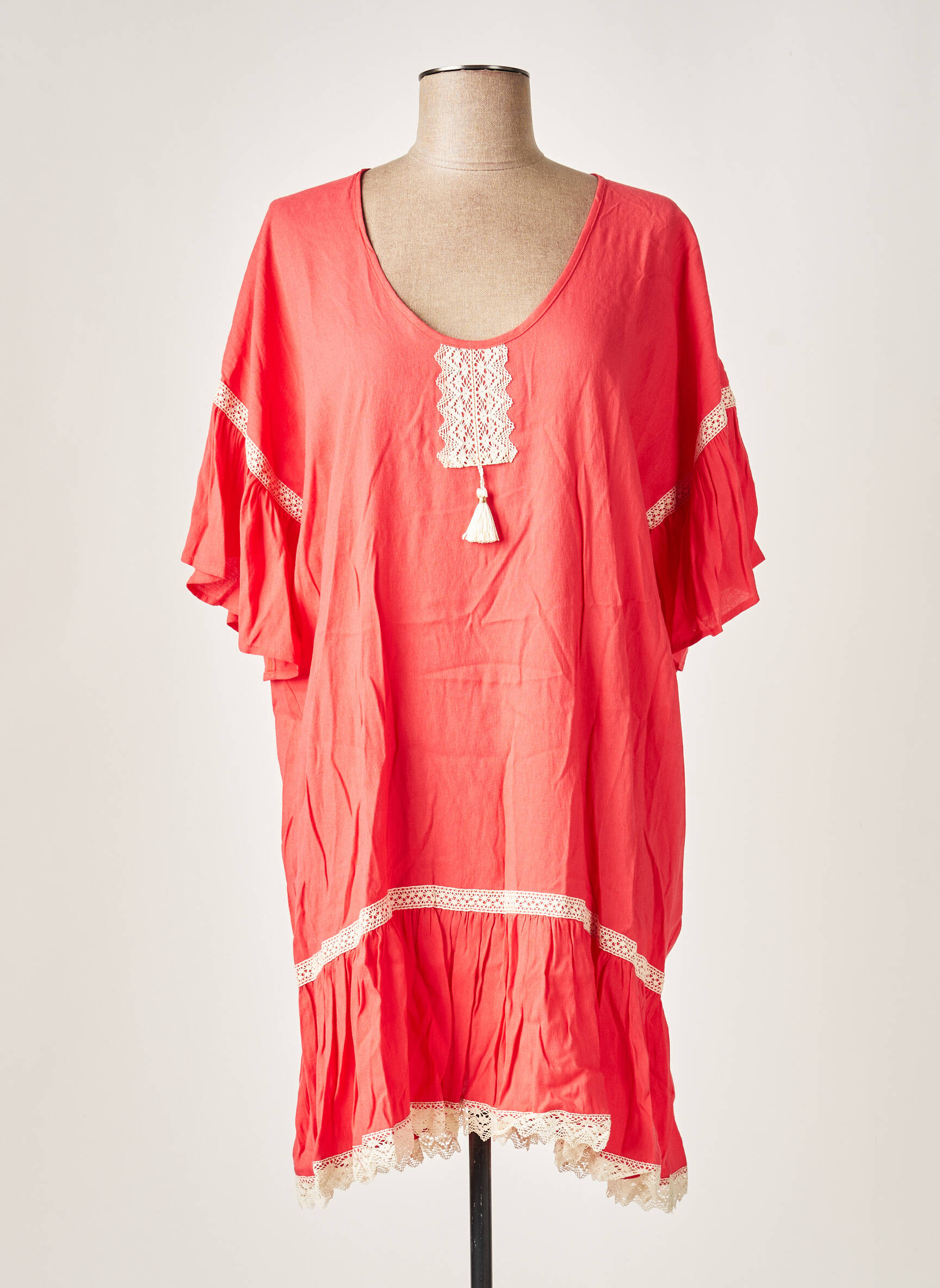 Nathalie Chaize Tuniquemanchecourte Femme couleur rouge