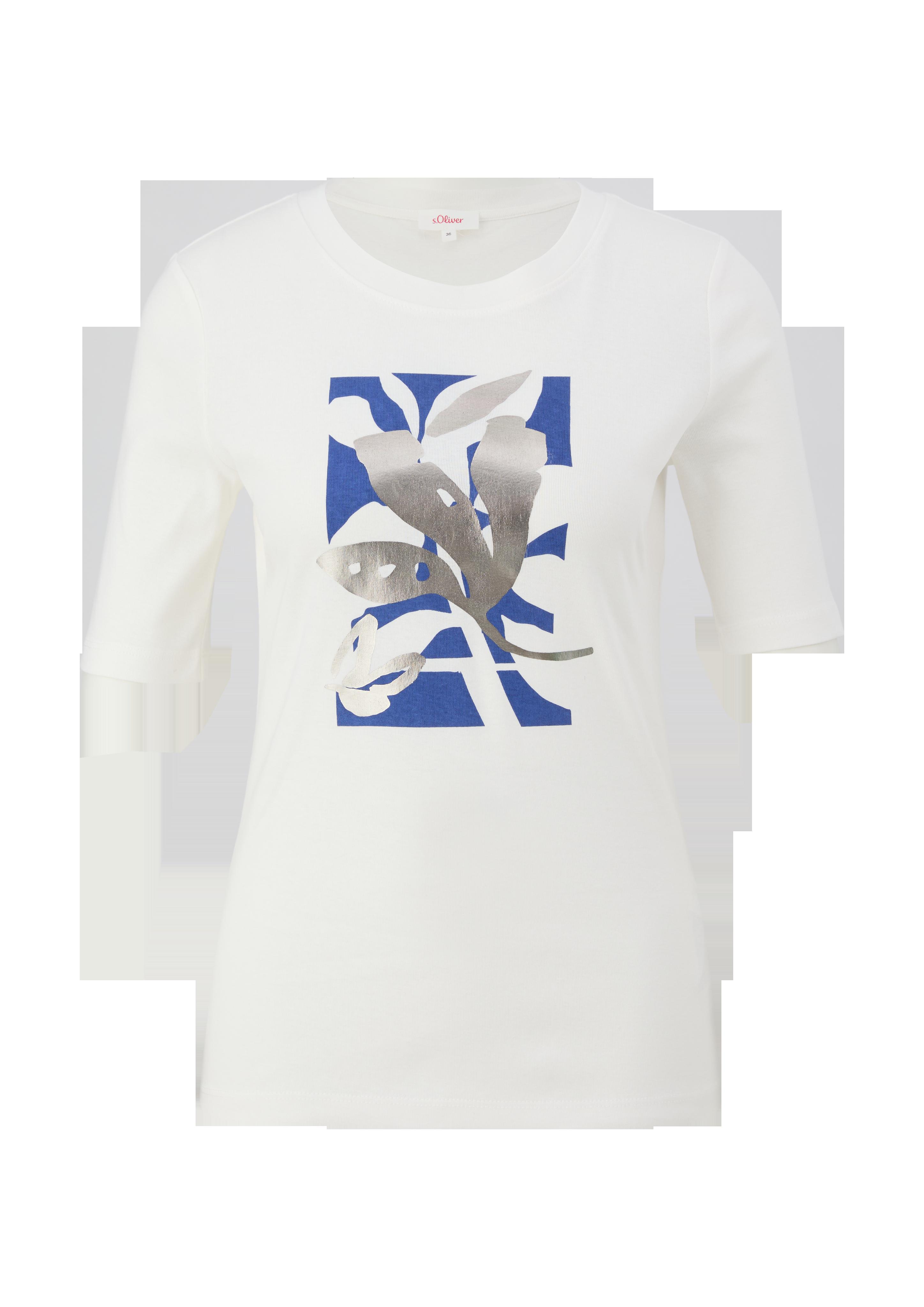 Baumwollshirt mit glänzendem Frontprint  2133065-02D1