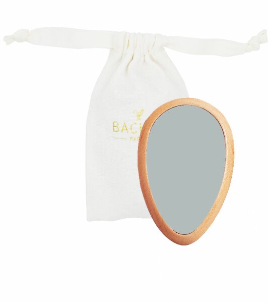 Bachca Wooden Hand Miroir + Cotton Pouch Kosmetikspiegel