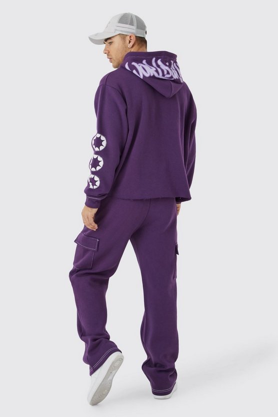 Kastiger Cargo-Trainingsanzug mit Worldwide Graffiti Print