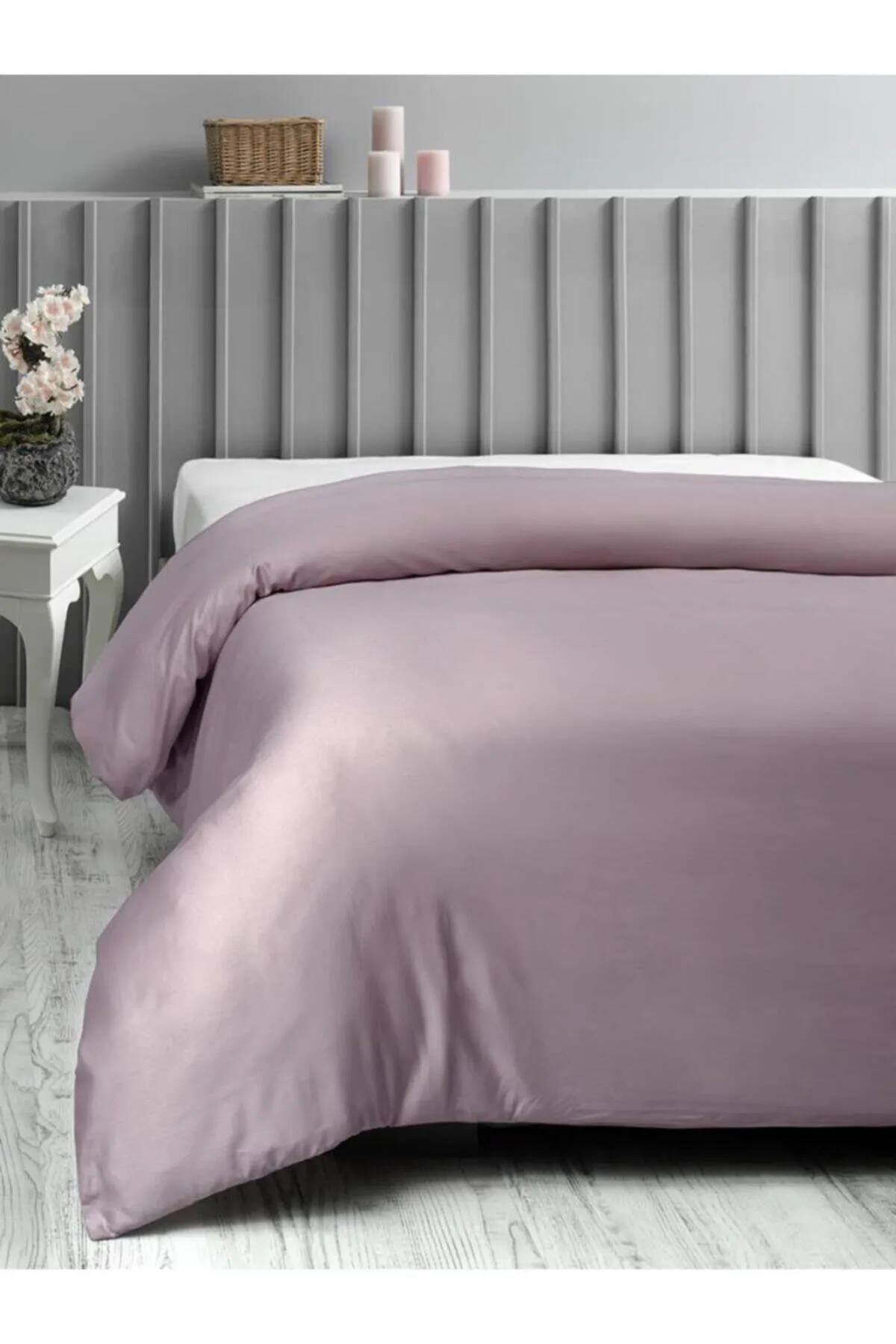 Karna Home  Klassischer Bettbezug/Bettbezug aus Baumwollsatin für Doppelbetten, Puder