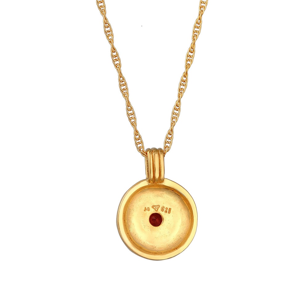 Elli Elli Collier Femmes Pendentif Monnaie Soleil classique avec pierre de grenat en A collier