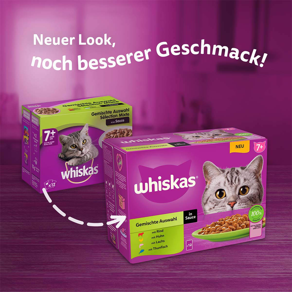 Whiskas Multipack 7+ Gemischte Auswahl in Sauce 12x85g