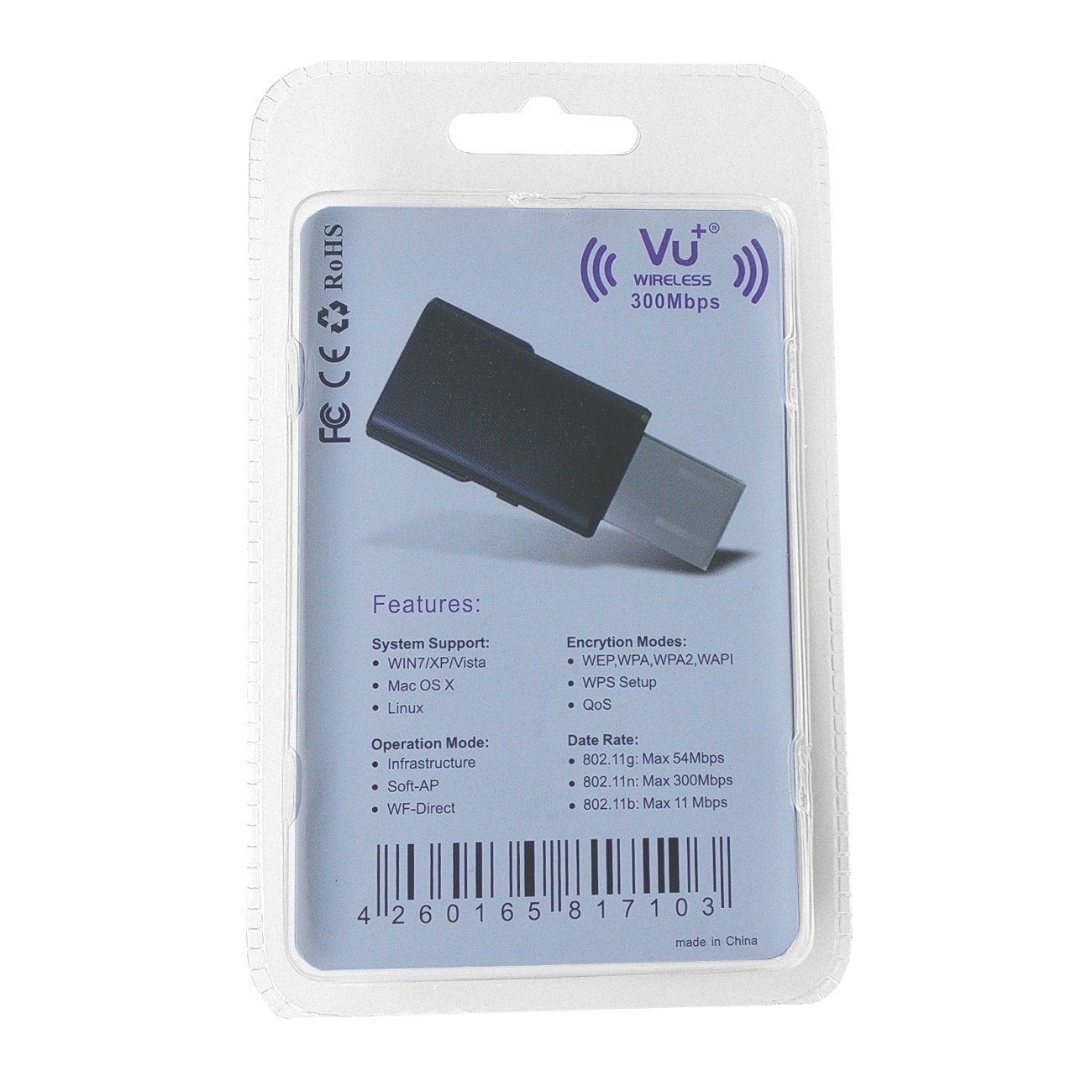 VU+ VU+® Wireless USB Adapter 300 Mbps incl. WPS Setup Tuner
