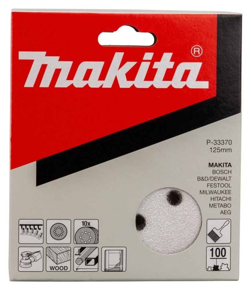 Makita Zubehör P-33370 Schleifscheibe 125 mm Körnung 100 Weiß 10 Stück.