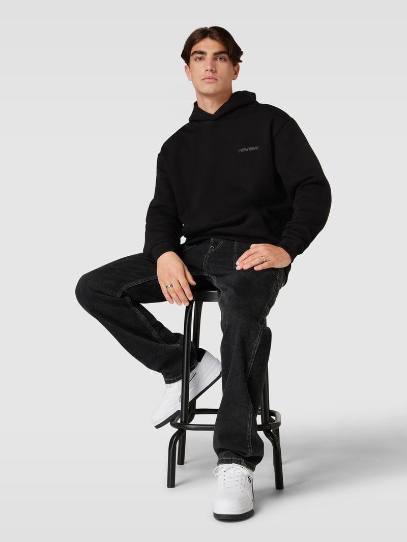 Hoodie mit Label-Print in schwarz