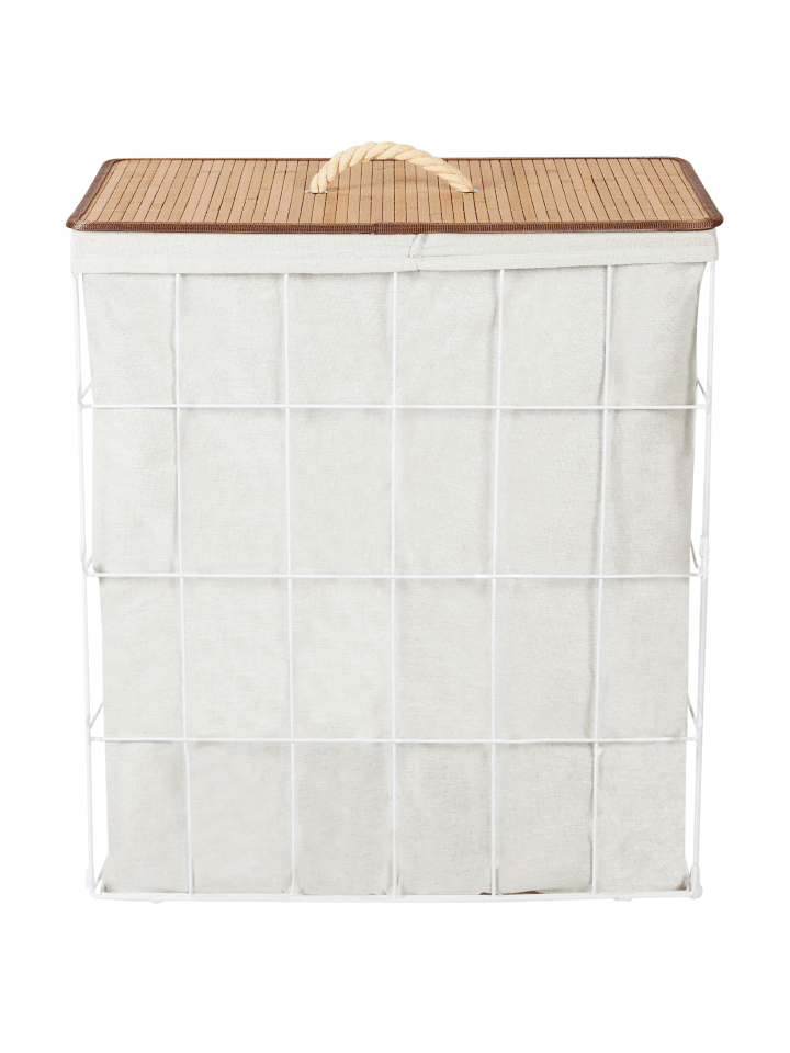 Beliani Wäschekörbe MIRISSA in Weiß/Heller Holzfarbton - (W) 60 x (H) 52 x (L) 32 cm günstig kaufen onesize