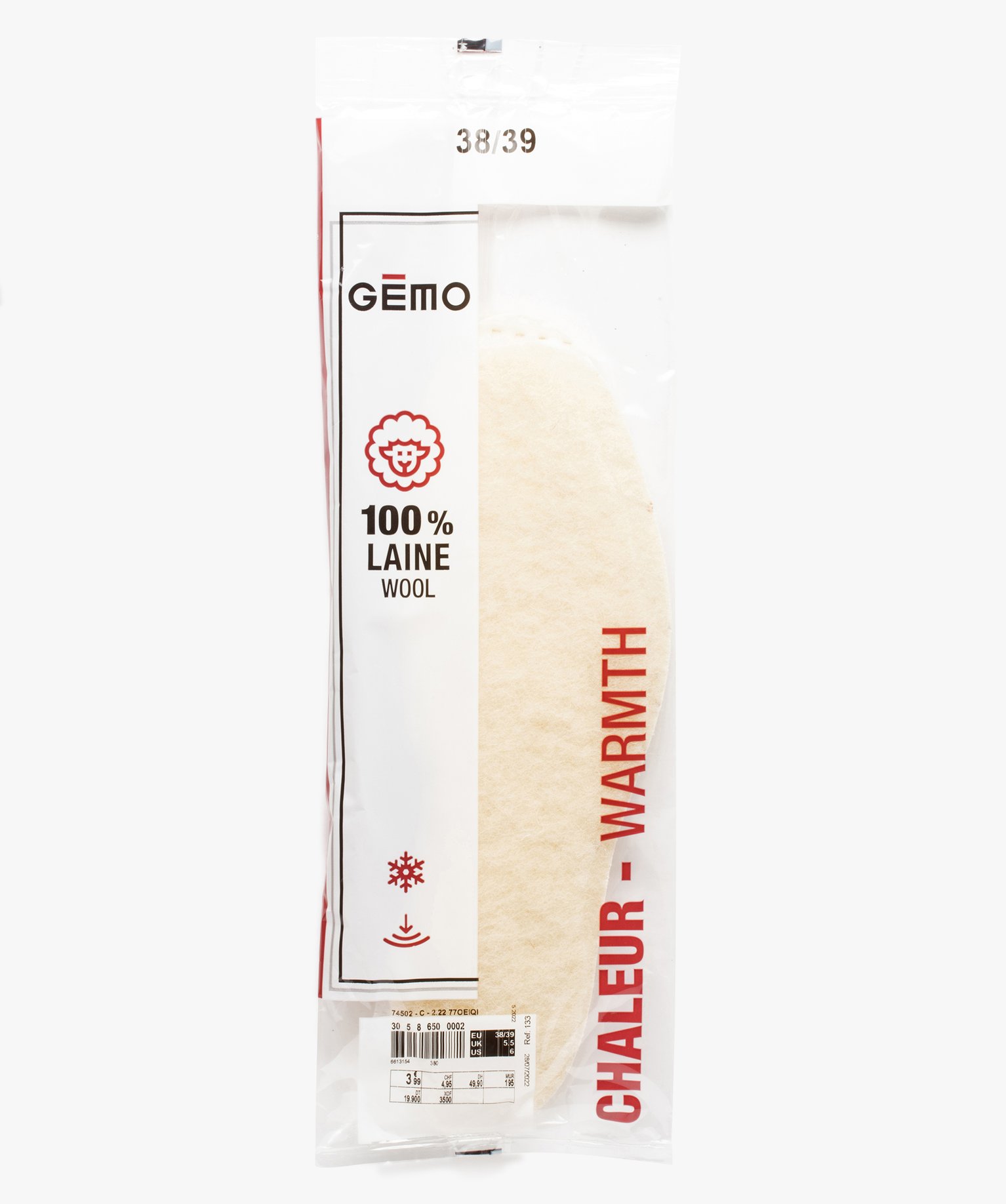 Semelles hiver en laine et latex blanc | GEMO