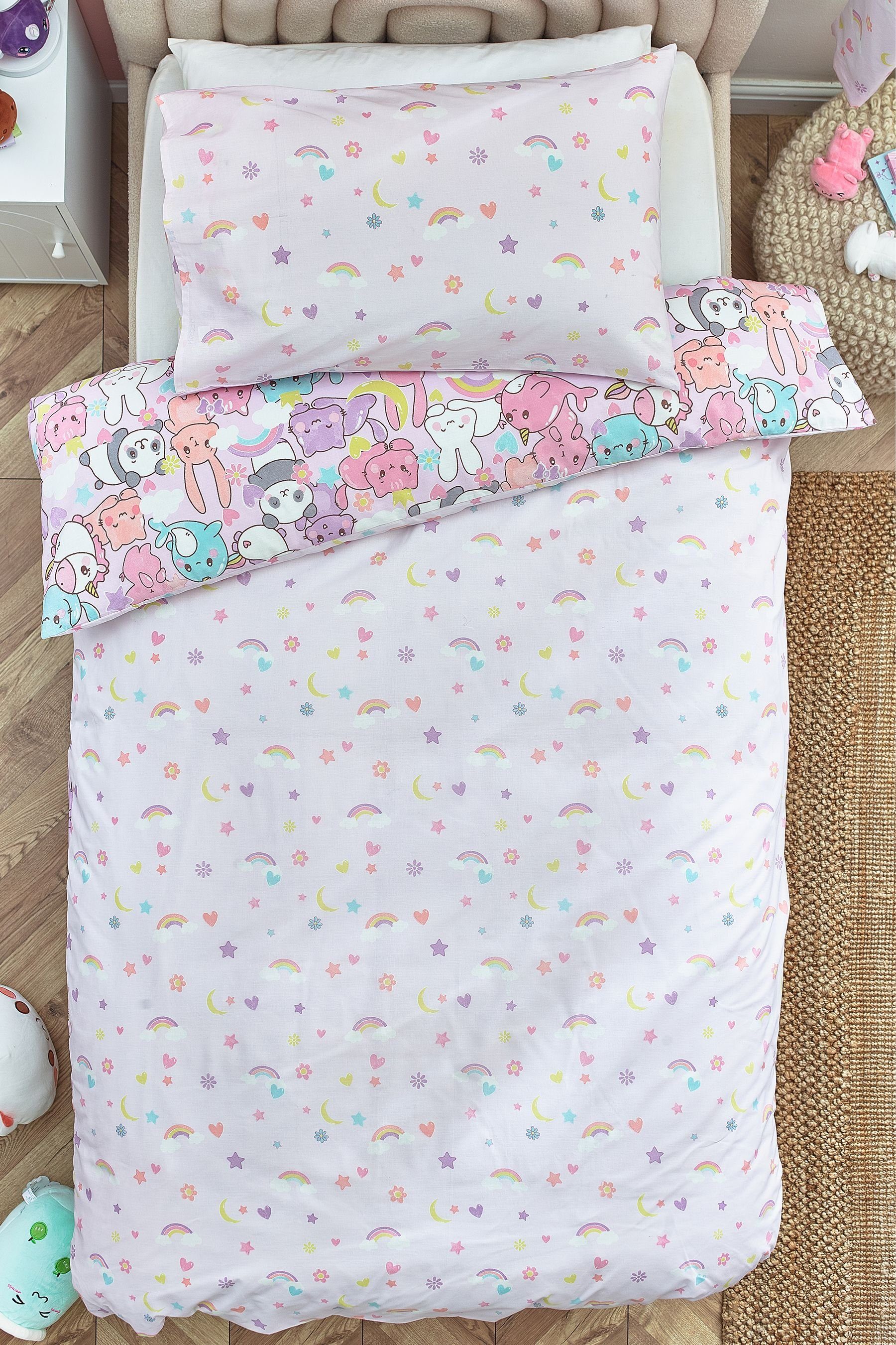 Bett-Set, Bettgarnitur, Kawaii Einhorn und Freunde, Next, Bezug: Polyester (recycelt), Baumwolle