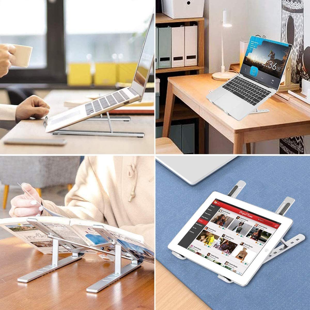 Daskoo Laptoptisch Laptop-Ständer, tragbare Computer-Laptophalterung, Alu, faltbarer Laptop-Ständer mit 6 Stufen Höhenverstellung
