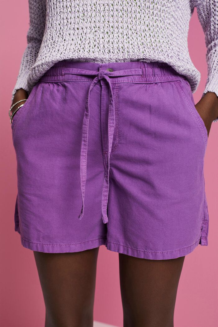 Twill-Shorts mit gesmokter Taille