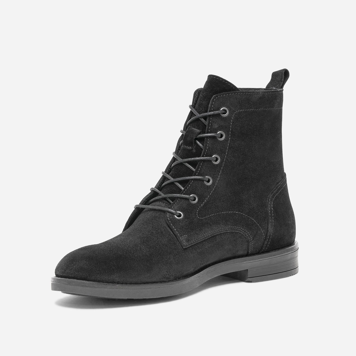 Boots à lacet noir en cuir velours