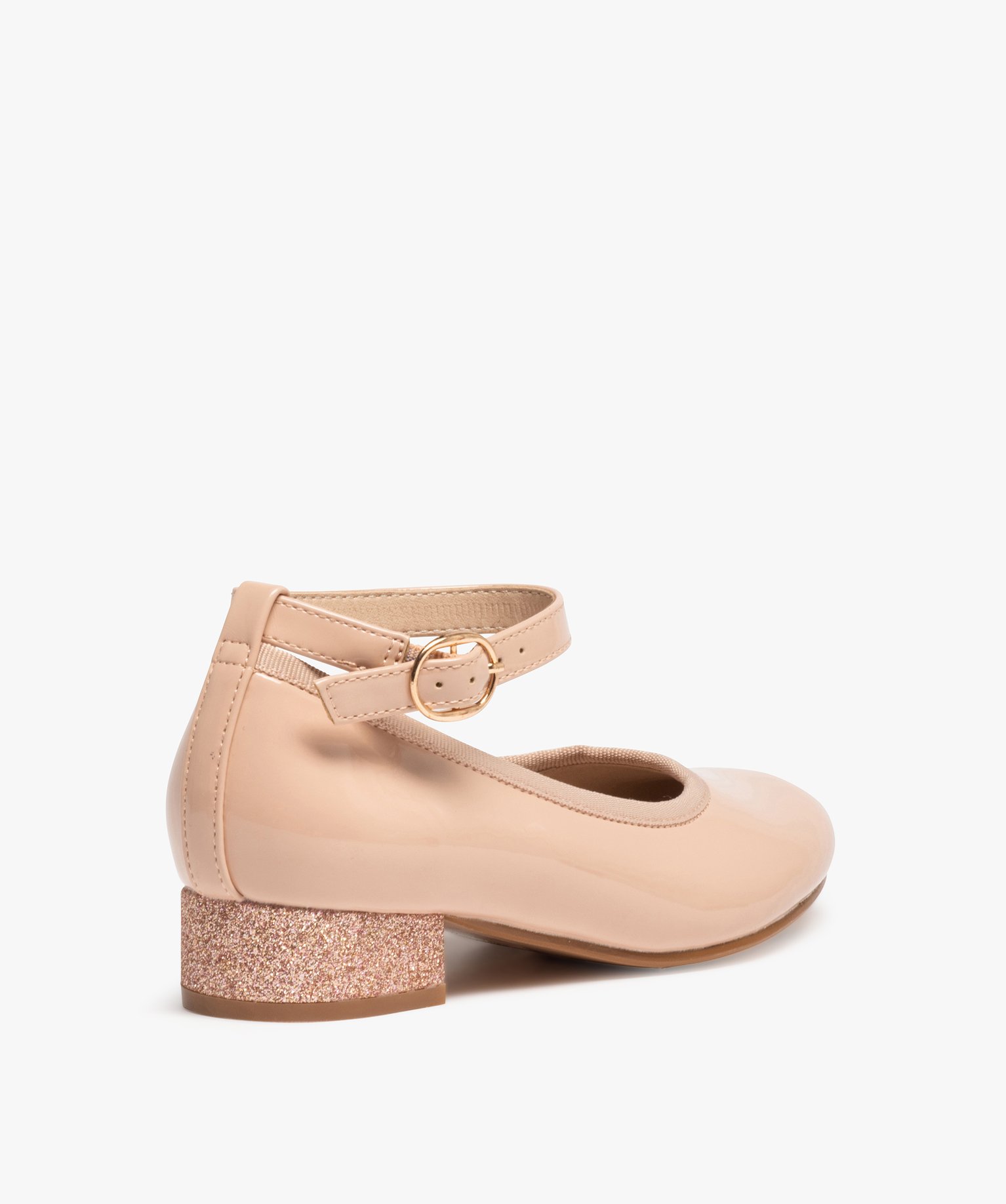 Ballerines fille vernies à talon pailleté et bride de chev... beige | GEMO
