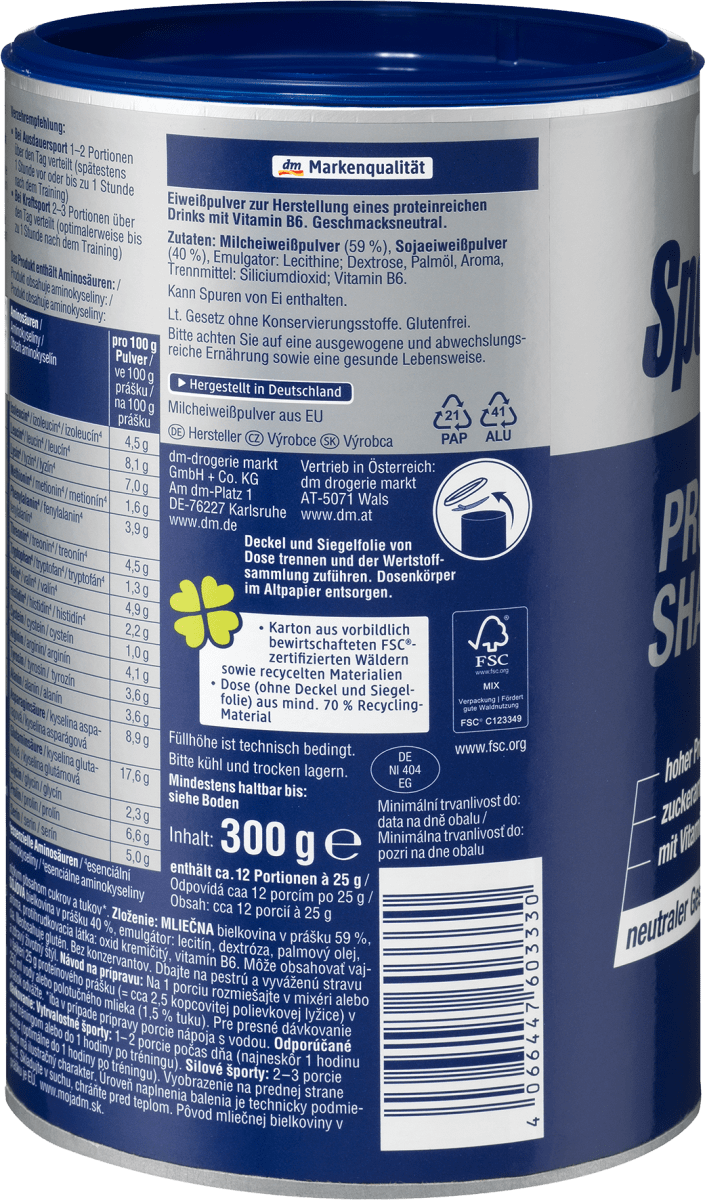 Protein Pulver, Eiweiß Shake 90, neutraler Geschmack, 300 g