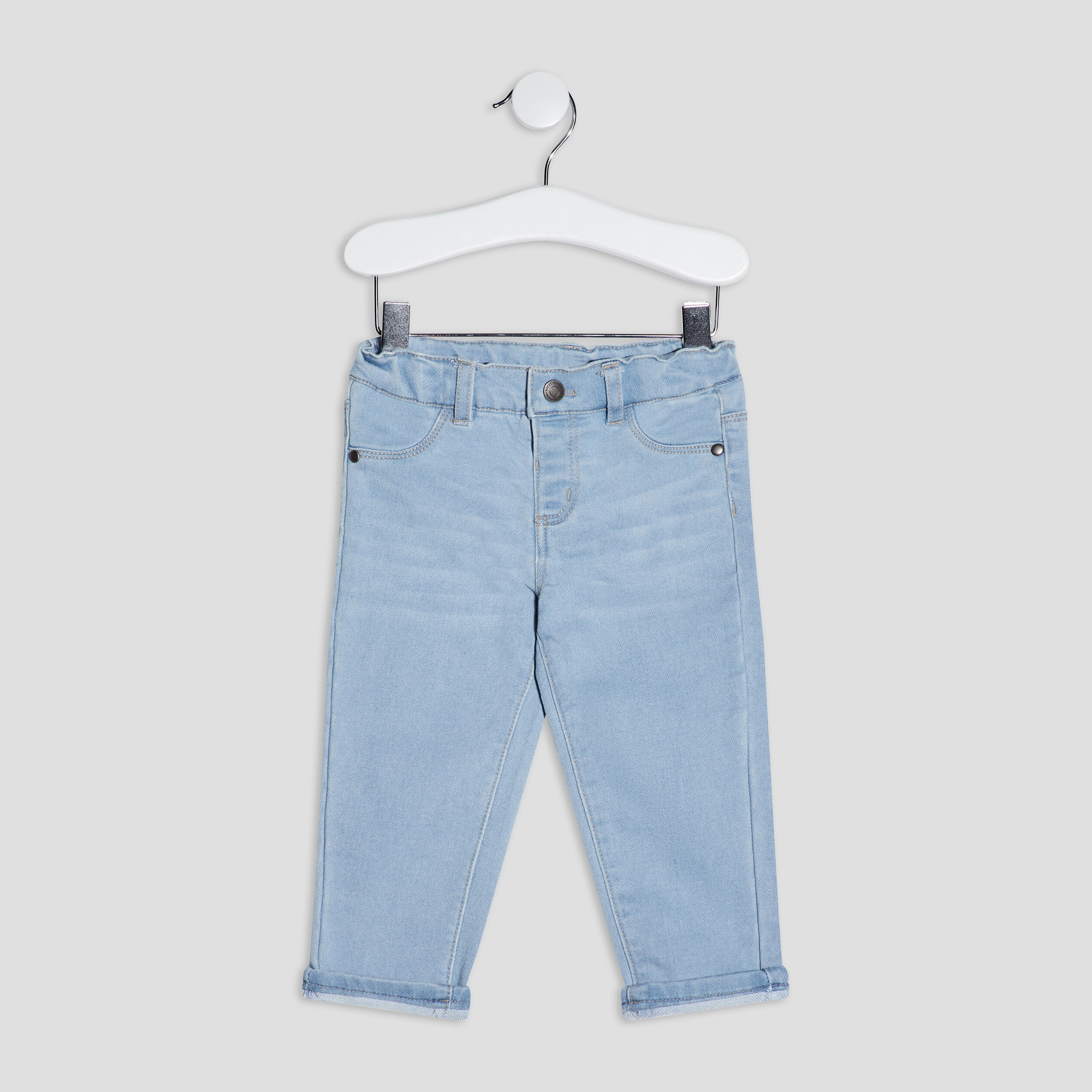 Jeans slim 4 poches taille ajustable denim bleach bébé garçon | La Halle