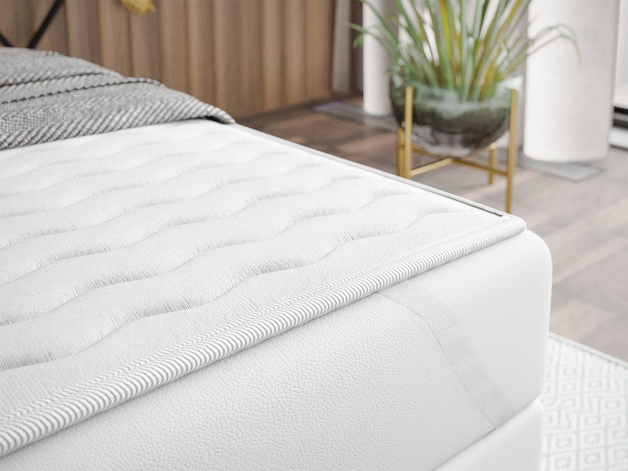 Mirjan24 Boxspringbett Luanda (Bonell-Matratze und Topperr), mit zwei Bettkästen für die Bettwäsche
