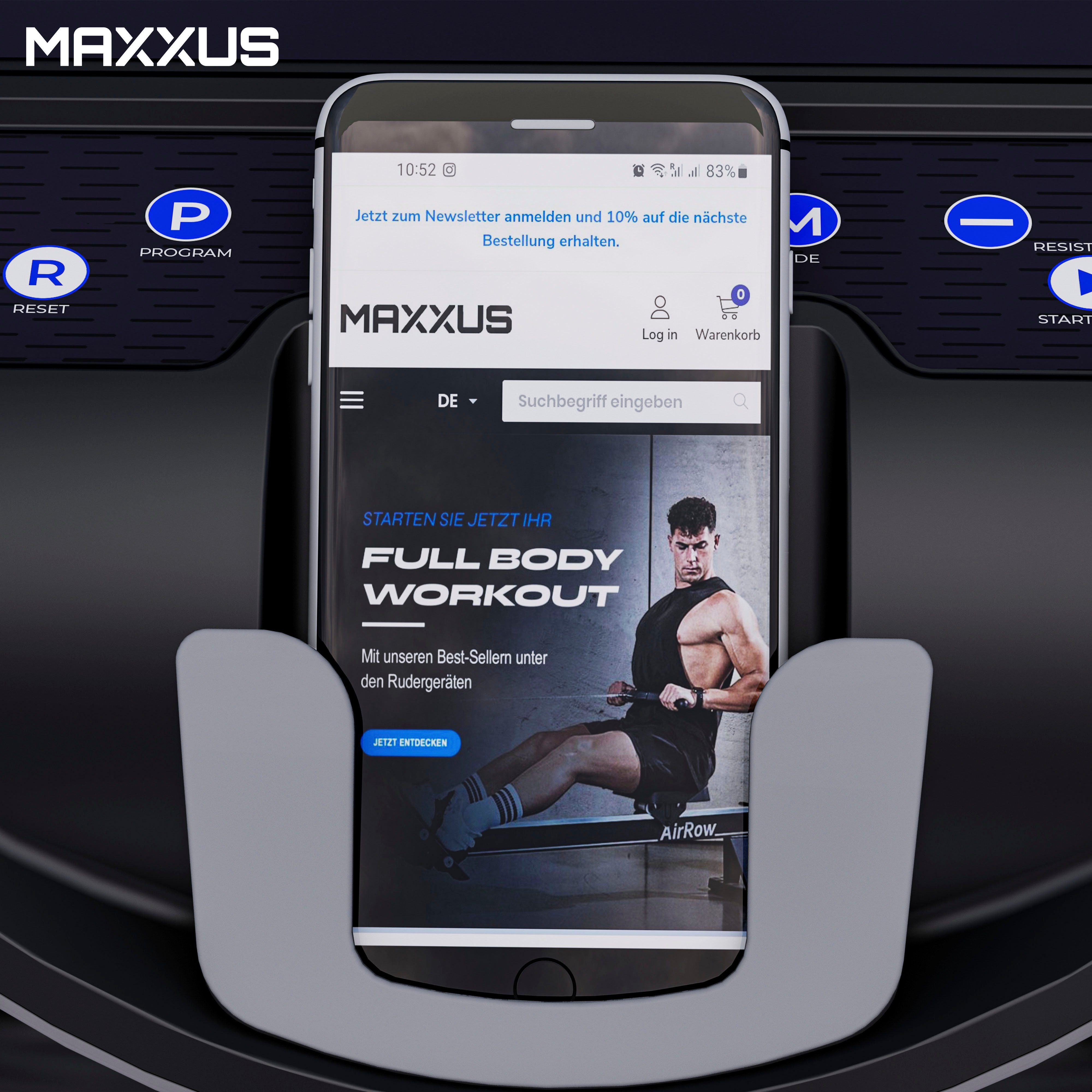 MAXXUS Ergometer Heimtrainer mit Tablethalter LED